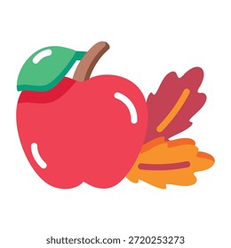 Flaches Symbol mit frischem Apfel