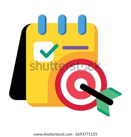 A flat style icon showing a goal planner