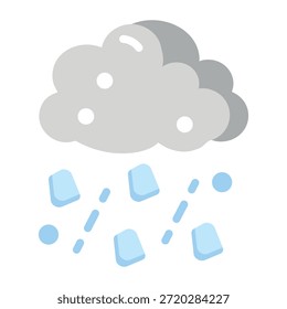A flat style icon showing hailstorm