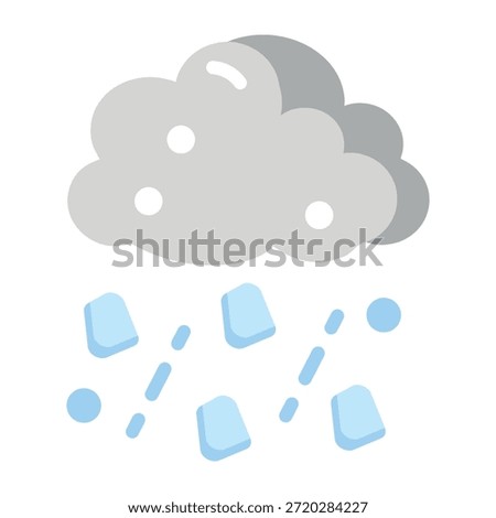 A flat style icon showing hailstorm