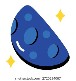 Un icono de estilo plano que muestra una media luna