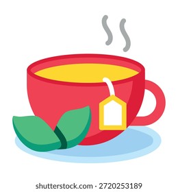 Un icono de estilo plano que muestra el té de hierbas