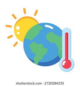 Um ícone de estilo plano mostrando a temperatura quente