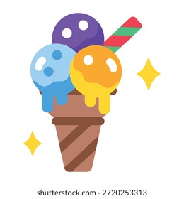 Icono de estilo plano que muestra el helado