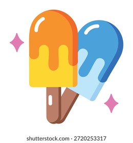 Icono de estilo plano que muestra paletas de hielo