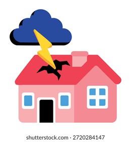 A flat style icon showing lightning strike