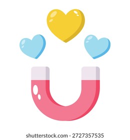 Um ícone de estilo plano mostrando atração pelo amor