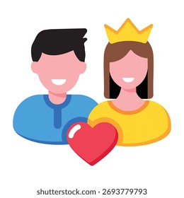 A flat style icon showing a loving couple