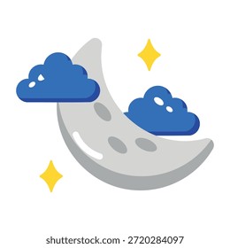 Um ícone de estilo plano mostrando a noite
