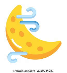 Un icono de estilo plano que muestra la brisa nocturna