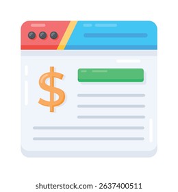 A flat style icon showing online earning website