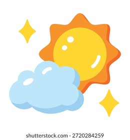 A flat style icon showing partly cloudy