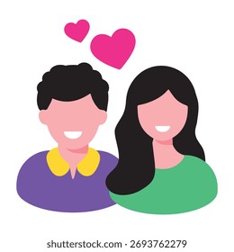Un icono de estilo plano que muestra a los socios juntos