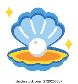 Icono de estilo plano que muestra una concha de perla