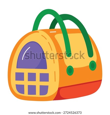 A flat style icon showing a pet carrier  