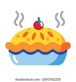 Icono de estilo plano que muestra un pastel