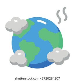 A flat style icon showing polluted environment