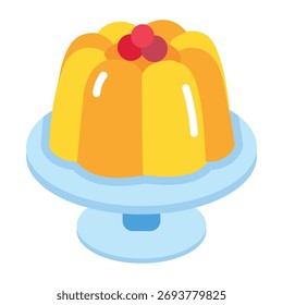 A flat style icon showing a pudding cake 