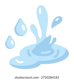 Um ícone de estilo plano mostrando uma poça de chuva