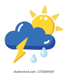 Un icono de estilo plano que muestra el Clima lluvioso