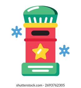 Flat style icon showing red christmas letter box