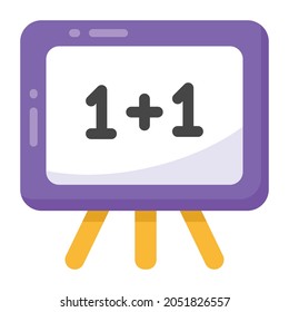 Flat style icon showing school board, mathematics class 