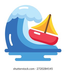 Un icono de estilo plano que muestra el hundimiento