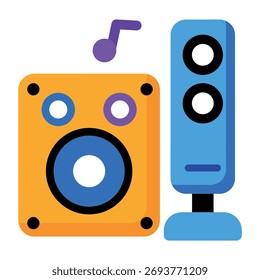 Un icono de estilo plano que muestra un altavoz