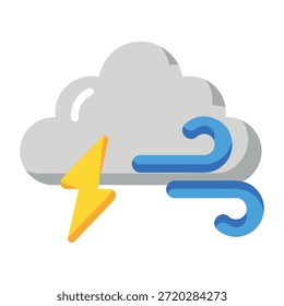 Un icono de estilo plano que muestra el Clima tormentoso