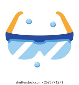 Icono de estilo plano que muestra gafas de esquí de invierno con estilo
