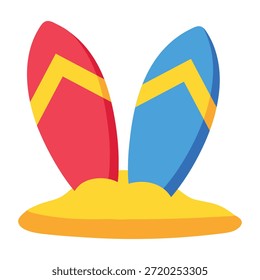 Um ícone de estilo plano mostrando pranchas de surfe