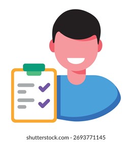 Un icono de estilo plano que muestra la lista de tareas 