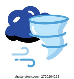 Ein flaches Symbol, das einen Tornado-Sturm zeigt
