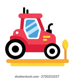Ein flaches Symbol mit einem Traktor