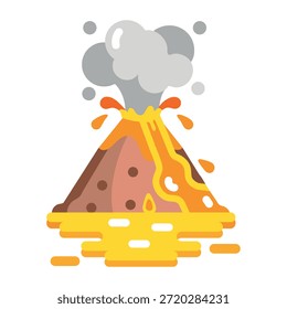 Un icono de estilo plano que muestra un volcán