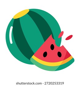 Ein flaches Symbol mit einer Wassermelone