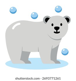 Flachbild-Symbol mit weißem Eisbär