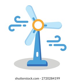 A flat style icon showing a wind turbine