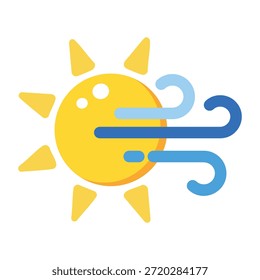 A flat style icon showing windy morning