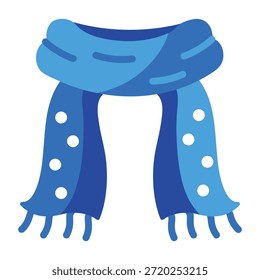 Un icono de estilo plano que muestra una bufanda de invierno