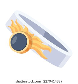 Flat style icon of silver sun ring 