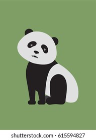 Flat style icon of sitting panda