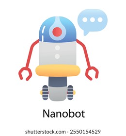 A flat style icon of smart nanobot 