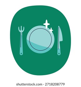 Icono de estilo plano de cuchara, cuchillo y tenedor para la marca de alimentos