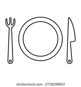 Icono de estilo plano de cuchara, cuchillo y tenedor para la marca de alimentos
