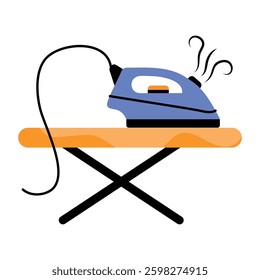 A flat style icon of steam iron 
