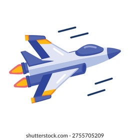 A flat style icon of a supersonic aircraft