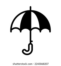 Flat style icon symbol of an umbrella. EPS 10 vector graphic illustration isolated on white background.