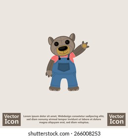 Flat style icon with teddy bear symbol