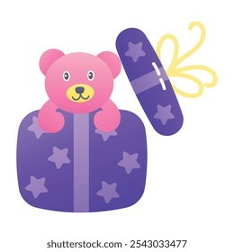 Ein flaches Stil-Symbol des Teddy-Geschenkes 